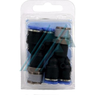 Blister PWT raccord instantané filetage conique tube Ø 4 mâle 1/8"