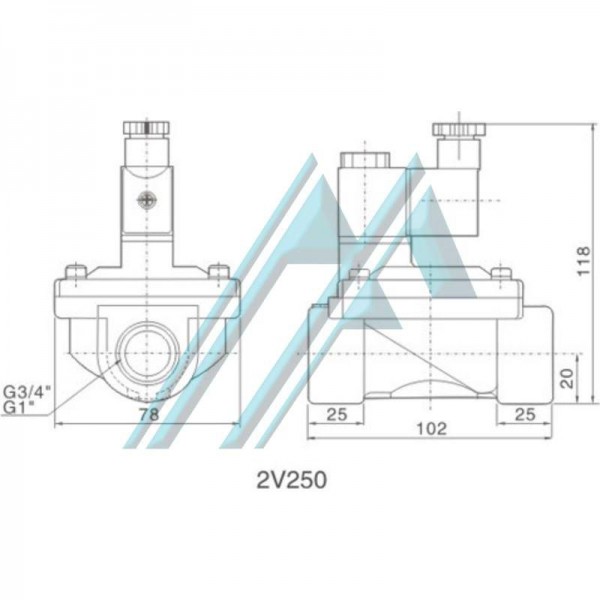 Electrovanne 2 voies 2 positions 3/4 NO 380 V AC filetage - Hidraflex