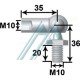 Шаровой шарнир 90°, метрическая наружная резьба 10, метрическая внутренняя резьба 10 для газовой пружины