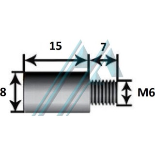 Diamètre de rallonge de tige 8 long 15 métrique 6