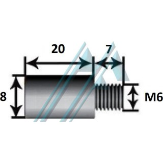 Diamètre de rallonge de tige 8 long 20 métrique 6