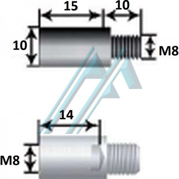 Kugelgelenk 90° metrisch männlich 8 metrisch weiblich 6 für Gasfeder -  Hidraflex