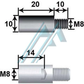Rod extension diameter 10 long 20 metric 8
