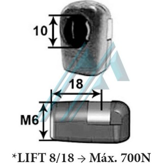 Snodo sferico in plastica Ø 10 lungo 18 metrico 6 per molla a gas