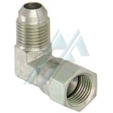 Adaptador codo 90 ° macho hembra 9/16" giratoria JIC 37 °