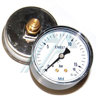 Pressure gauge ø 63 dry 0-16 kg rear exit