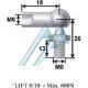 Шаровой шарнир 90°, наружная резьба, метрическая 8, внутренняя, метрическая, 6 для газовой пружины