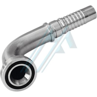 SAE 6000 PSI 90&deg; プレスフランジ外側&Oslash; 63.5 mm ホース内側&Oslash; 38.1 mm用