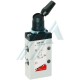 Manually operated 3/2-way bistable normally closed pneumatic valve with manual override