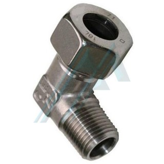 Conical fixed thread elbow fitting 1/4" BSPT DIN 2353 for tube external Ø 6 mm light series