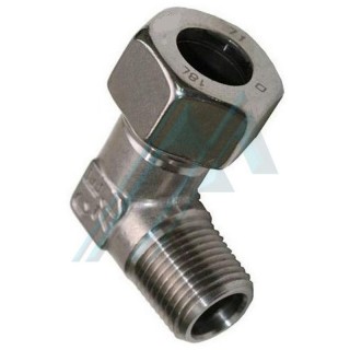 Racor codo rosca fija cónica 3/8" BSPT DIN 2353 ara tubo Ø exterior 8 mm serie ligera