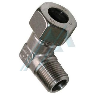 Raccordo a gomito filetto fisso conico 1/4" BSPT DIN 2353 per tubo Ø esterno 8 mm serie pesante