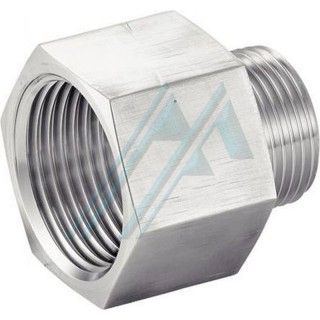 Male reducer extension with 3/8" BSP thread with 60° female fixed cone with 1/2" BSP thread