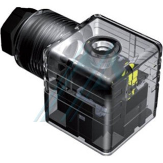 Connector for solenoid valve coil with LED connection 24 V AC/DC