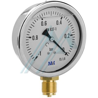 Vacuometro Ø 63 con glicerina da 0 a -1 Bar verticale