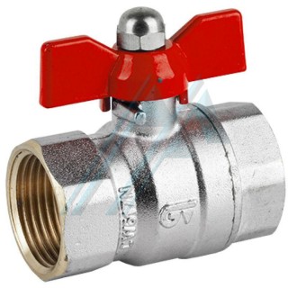 V&aacute;lvula de bola palomilla roja rosca hembra hembra 1/4"
