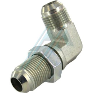 JIC 90º elbow adapter bulkhead thread 7/8" 14H UNF.