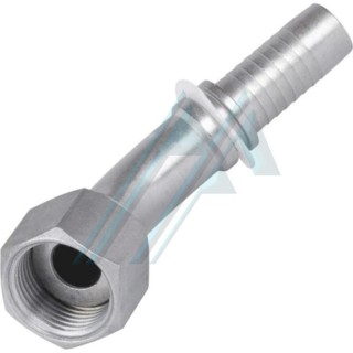 雌スイベルエルボ継手45° ORFS、フラットシート、雌ネジ1"3/16 ORFS R1-R2 G-4 ホース内径Ø 19 mm用