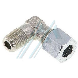 Adaptador codo 90&deg; macho NPTF DIN 2353 rosca macho 1/2" NPTF para tubo &Oslash; exterior 8 mm serie ligera