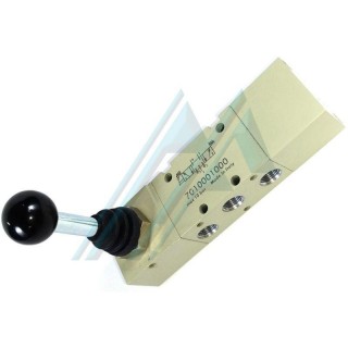 Valvola manuale per aria compressa 90° 5 vie 3 posizioni leva con interblocco