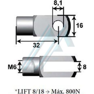 Anchor type fork type female thread M6 ø 8 length 32