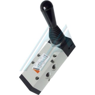 Handbet&auml;tigtes 5/3-Wege-Pneumatikventil mit bistabil verriegeltem 1/4"-Gewinde