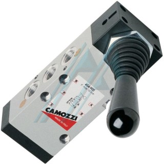 Pneumatic valve for compressed air, manual operation, 5 ways, 2 positions, 1/4" threads