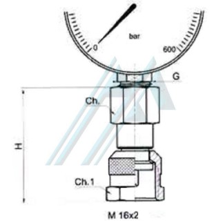 Adaptador de manómetro 1/2" para T/L minimex M16X200