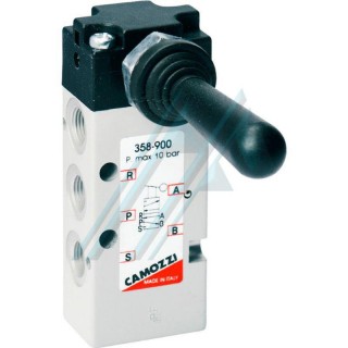 Válvula 5/2 vías biestable manual 90° para aire comprimido