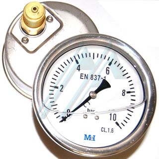 Pressure gauge ø 100 with glycerin 0-10 kg rear exit
