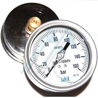 Pressure gauge ø 100 with glycerin 0-160 kg rear exit