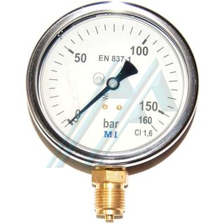 Pressure gauge &oslash; 100 with glycerin 0-160 kg vertical outlet