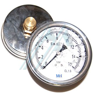 Pressure gauge ø 100 with glycerin 0-16 kg rear exit