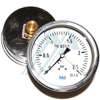 Pressure gauge &oslash; 100 with glycerine 0-2.5 kg rear exit
