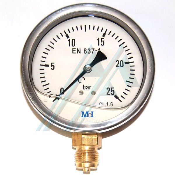 Manometer ø 100 mit glycerin 025 kg, ausgang senkrecht