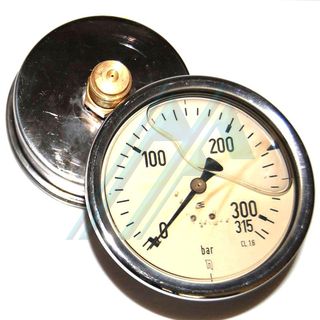 Pressure gauge &oslash; 100 with glycerin 0-300 kg rear exit
