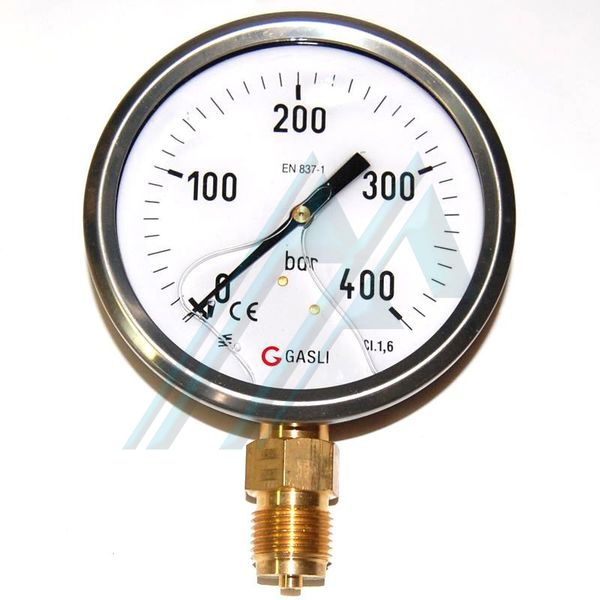 Manometer ø 100 mit glycerin 0400 kg, ausgang senkrecht