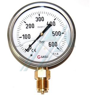 Manometer &oslash; 100 mit glycerin 0-600 kg, ausgang senkrecht