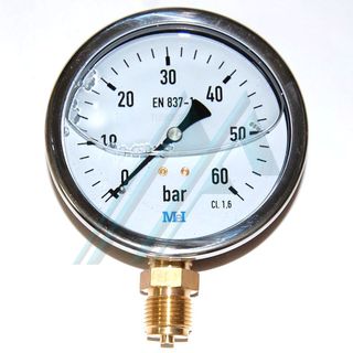 Pressure gauge &oslash; 100 with glycerine 0-60 kg vertical outlet