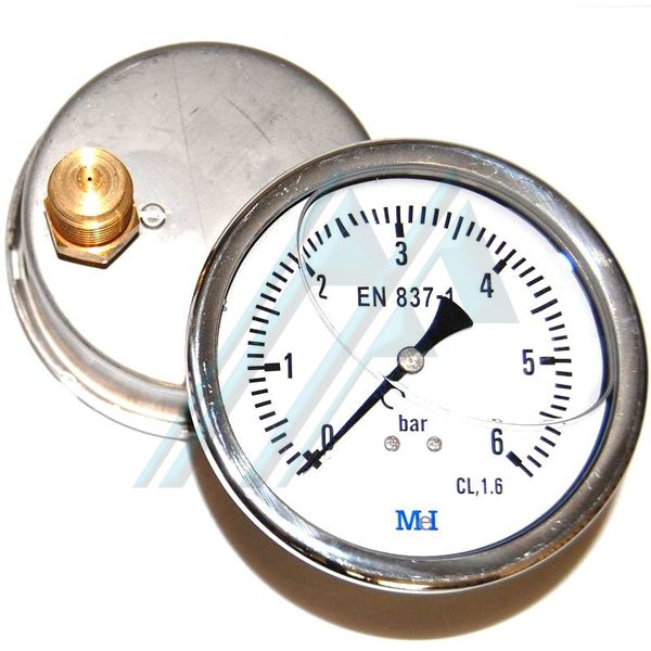Manometer ø 100 mit glycerin 06 kg ausgabe an der rückseite