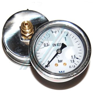 Manómetro ø 63 con glicerina 0-1.6 kg. salida posterior 1/4