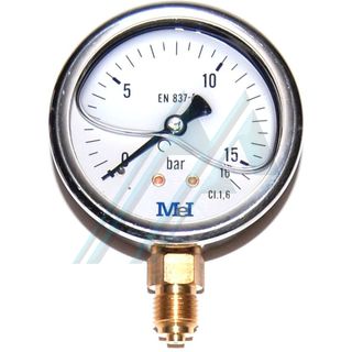 Pressure gauge &oslash; 63 with glycerin 0-16 kg vertical outlet