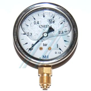 Pressure gauge ø 63 with glycerin 0-1 kg vertical outlet