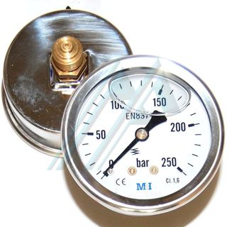 Pressure gauge ø 63 with glycerin 0-250 kg rear exit