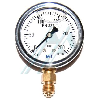 Pressure gauge ø 63 with glycerin 0-250 kg vertical outlet