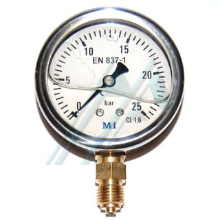 Pressure gauge ø 63 with glycerin 0-25 kg vertical outlet