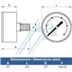 Manomètre Ø 53 0-6 Kg filetage arrière 1/4 "