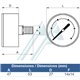 Manômetro Ø 53 0-6 Kg rosca traseira 1/4 "