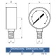 Pressure gauge Ø 53 of 0-2.5 Kg vertical thread 1/4 "