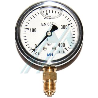 Pressure gauge ø 63 with glycerin 0-400 kg vertical outlet